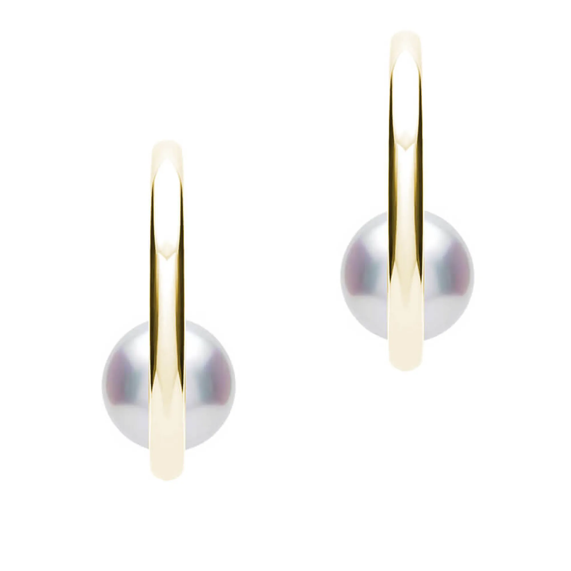 Mikimoto Classic Akoya Cultured Pearl Semi Hoop Earrings 18K Hot