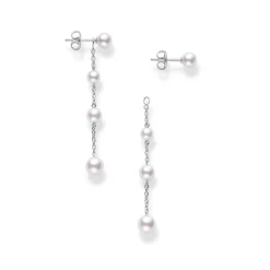 Mikimoto Graduated Akoya Cultured Pearl Dangle Earrings 18K