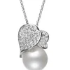 Mikimoto Les Petales Place Vendome Akoya Cultered Pearl and Diamond Pendant, 18K White Gold Outlet