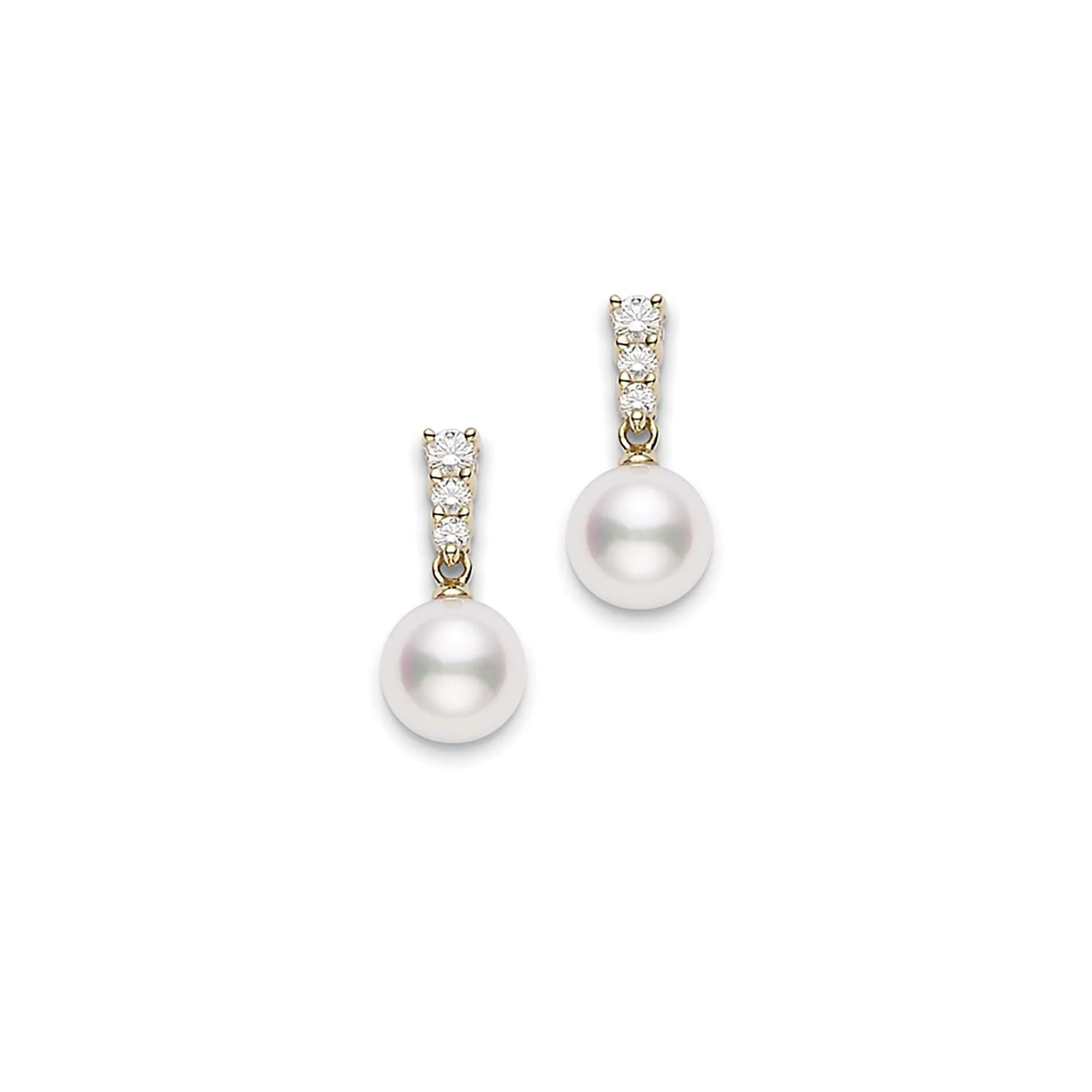 Mikimoto Morning Dew Akoya Cultured Pearl and Diamond Earrings, 18K Yellow Gold Best