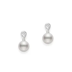 Mikimoto Morning Dew Diamond and Akoya Cultured Pearl Earrings, 18K White Gold Sale