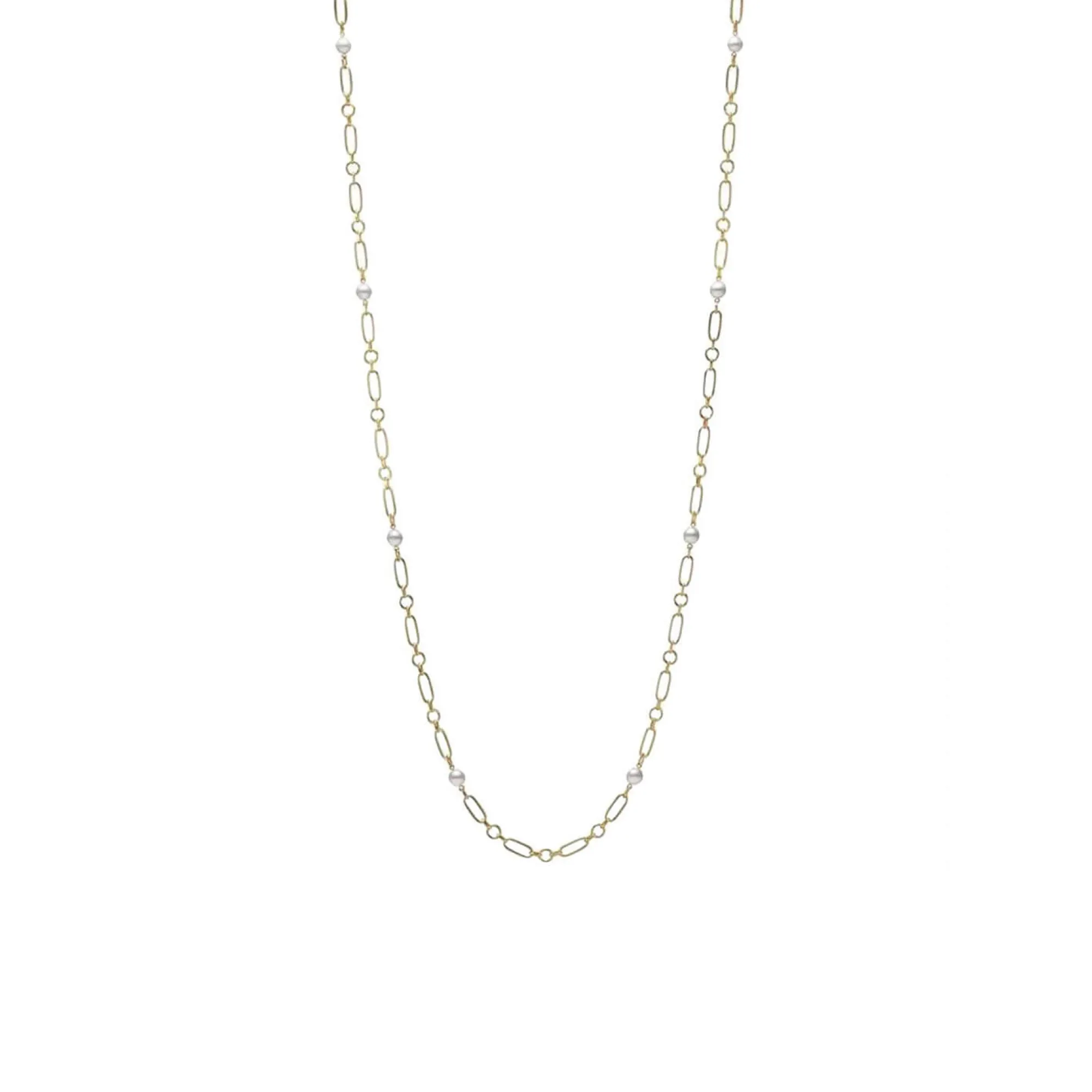 Mikimoto Paperclip Chain Akoya Cultured Pearl Necklace 18K, 32.5" Sale