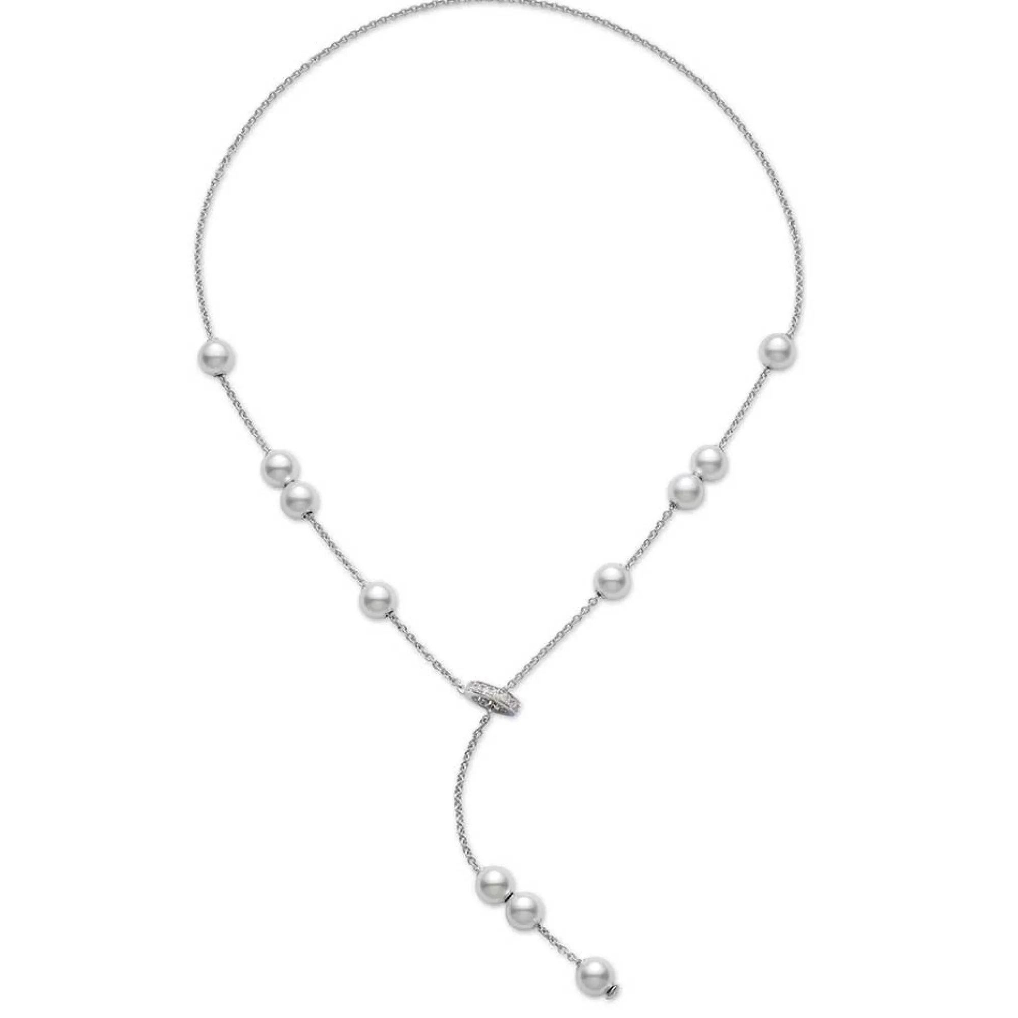 Mikimoto Pearls in Motion Akoya Cultured Pearl & Diamond Necklace 18K Best