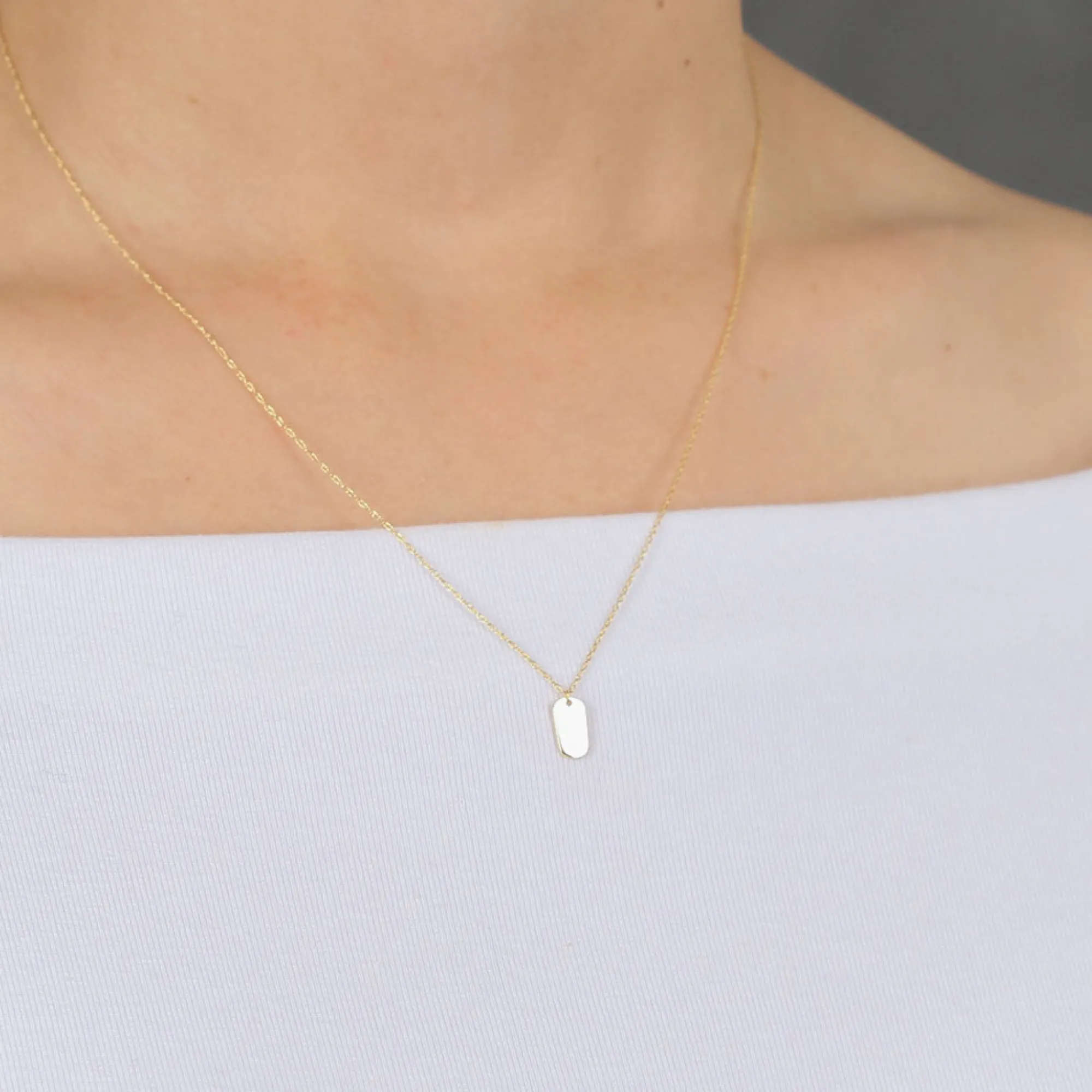 Mini Dog Tag Pendant, 14K Yellow Gold Sale