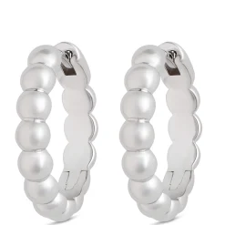 14MM Beaded Hoop Earrings, Sterling Silver Clearance