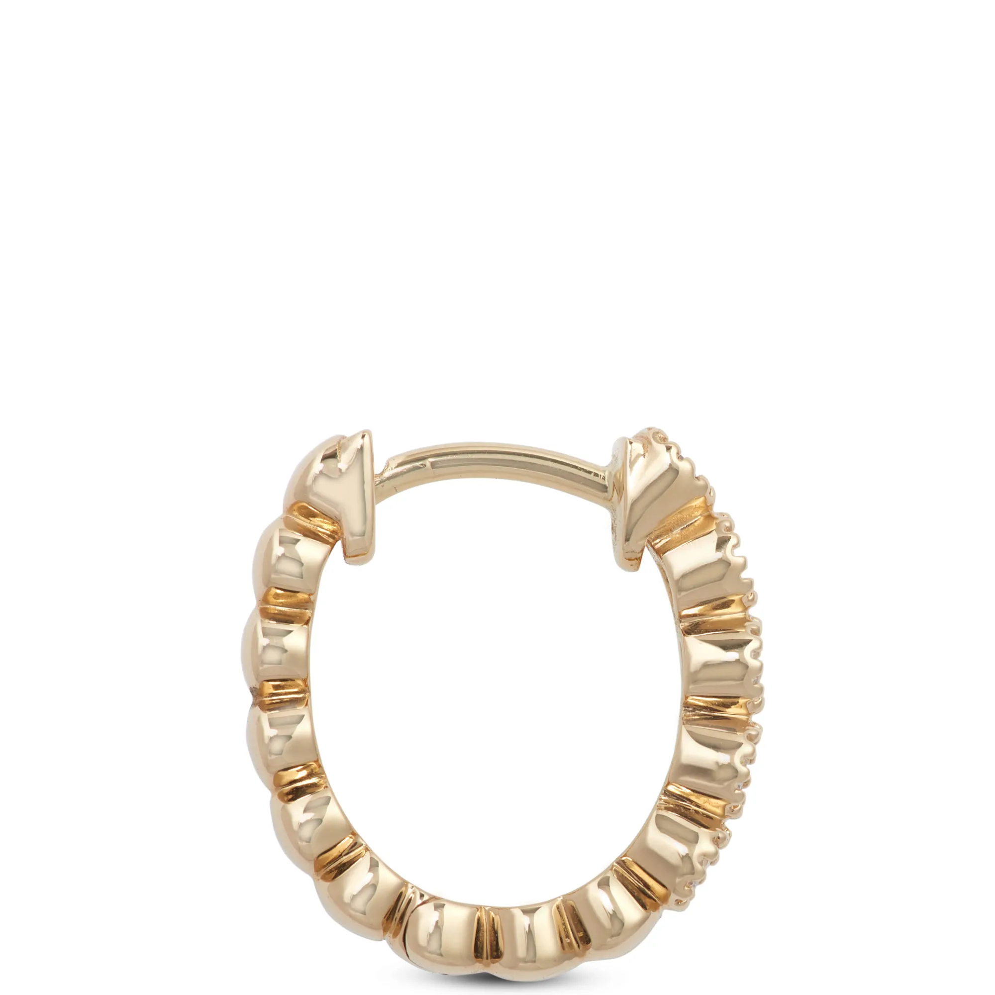 12MM Bezel Set Diamond Huggie Hoop Earrings 14K Best