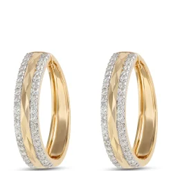 27MM Bold Diamond Hoops, 1 Total Carat Weight, 14K Yellow Gold Online