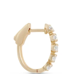 19MM Buttercup Setting Diamond and 14K Yellow Gold Hoops Outlet