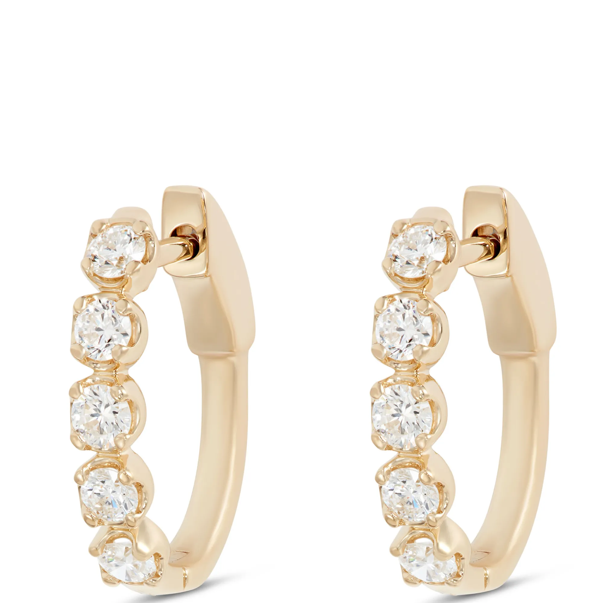 19MM Buttercup Setting Diamond and 14K Yellow Gold Hoops Outlet