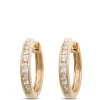 16MM Channel Set Diamond Hoops, 14K Yellow Gold Sale