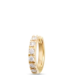 9MM Classic Round Diamond Single Hoop Earring, 14k Yellow Gold Best
