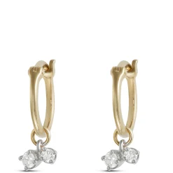 10MM Diamond Dangle Hoop Earrings, 14K Yellow Gold Outlet