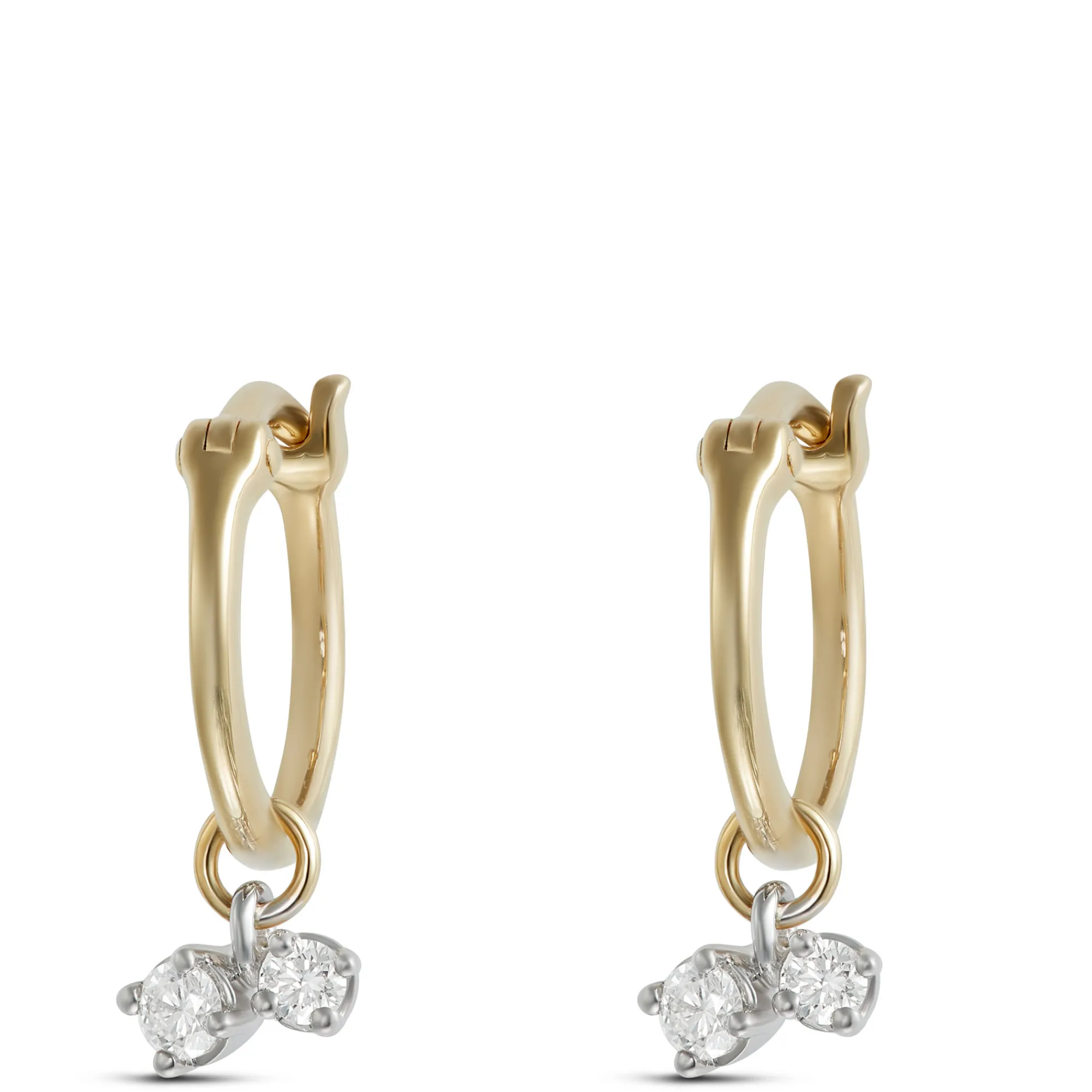 10MM Diamond Dangle Hoop Earrings, 14K Yellow Gold Outlet