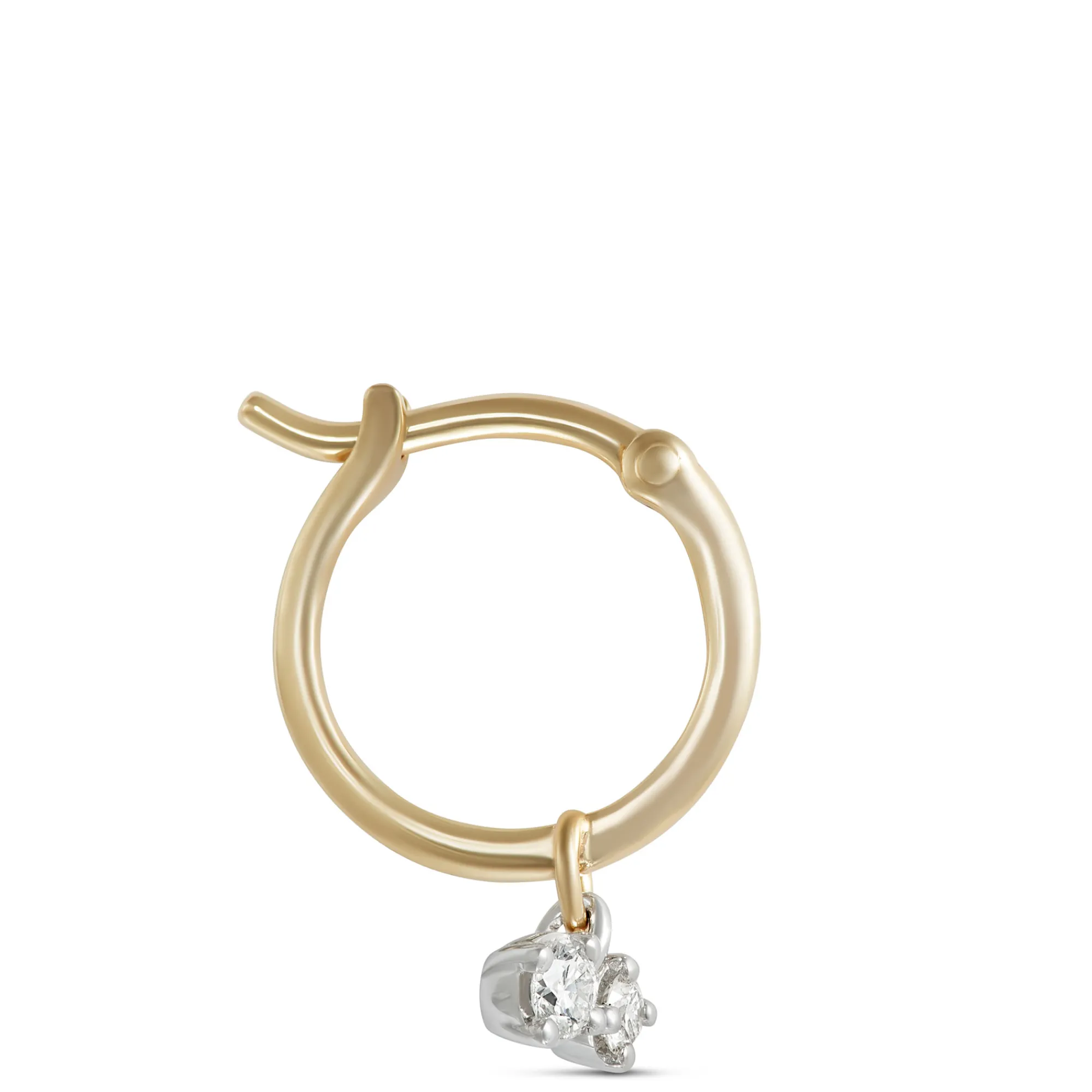 10MM Diamond Dangle Hoop Earrings, 14K Yellow Gold Outlet