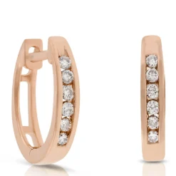 12MM Diamond Hoop Earring, 14K Rose Gold, 1/10 ctw. Outlet