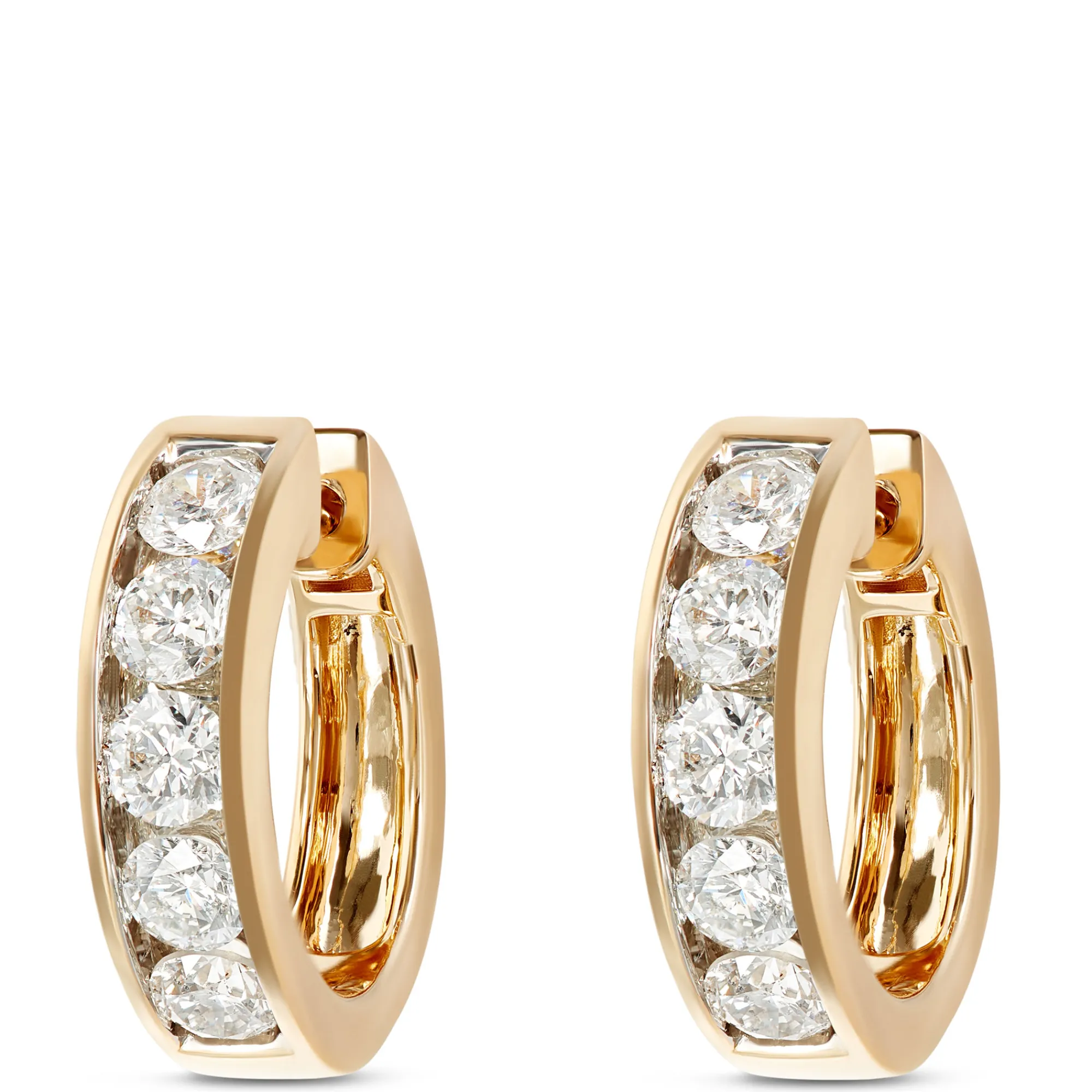15MM Diamond Hoops, 14K Yellow Gold Hot