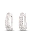 18MM Double Row Diamond Hoop Earrings,14k White Gold