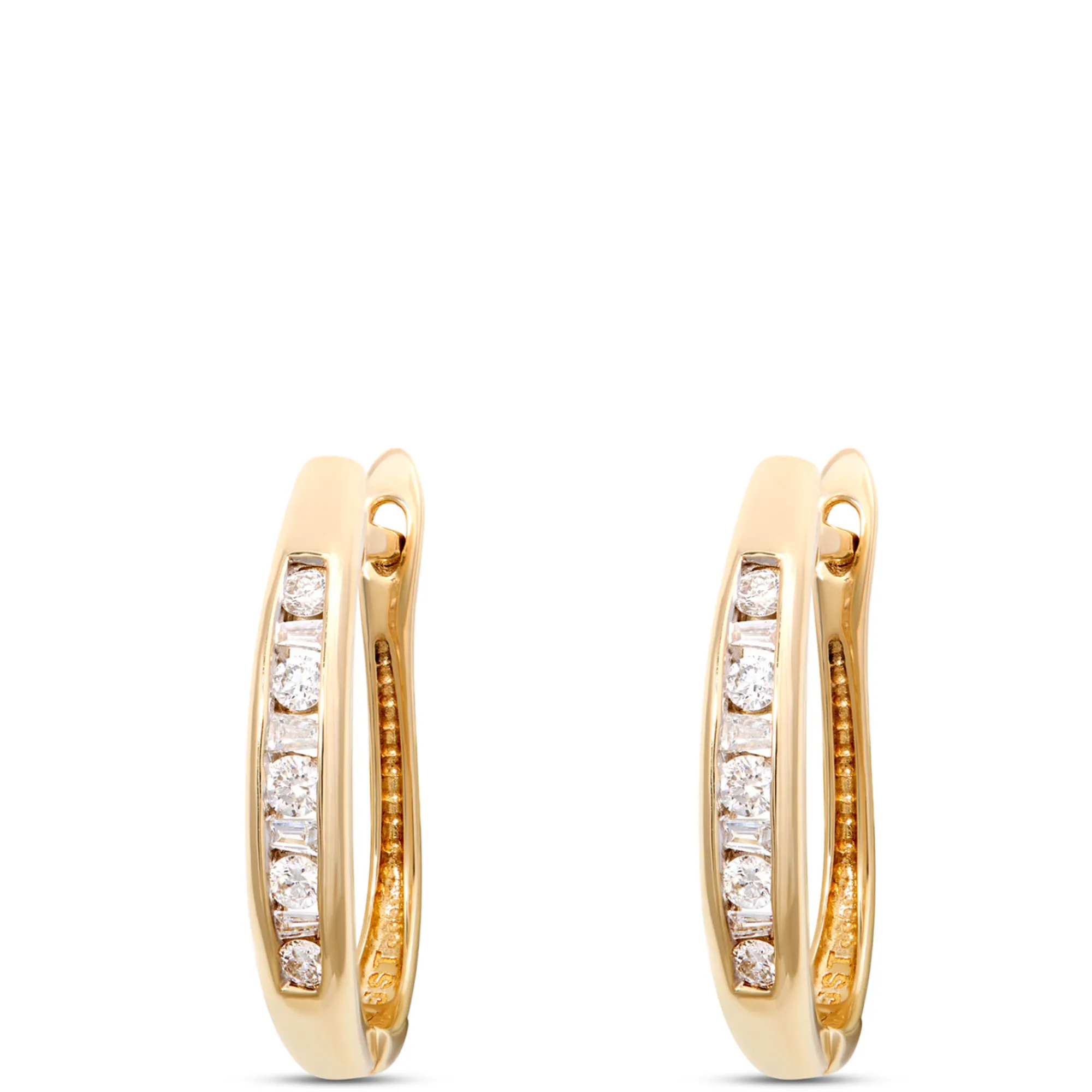 17.5MM Hinged Hoop Diamond Earrings, 14K Yellow Gold Clearance