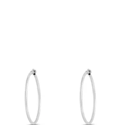 30MM Hinged Hoop Earrings, 14K White Gold Discount