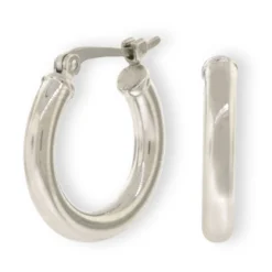 15MM Hoop Earrings, 14K White Gold Clearance