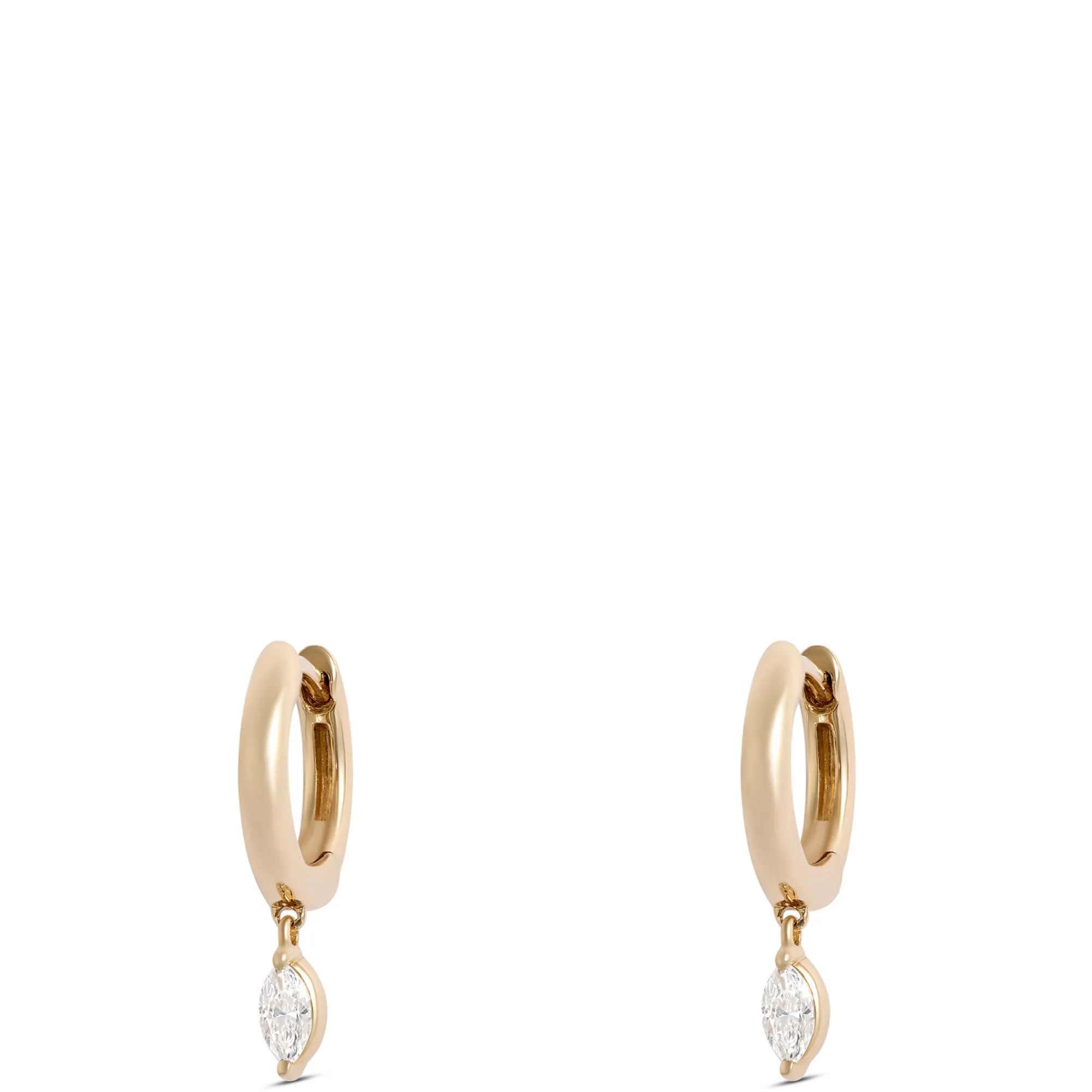 12.5MM Hoops With Dangling Marquise Diamonds