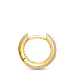 12MM Huggie Hoops With Scattered Round Diamonds, 14K Yellow Gold Discount