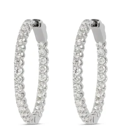 27MM Inside Out Diamond Hoops, 14K White Gold Online