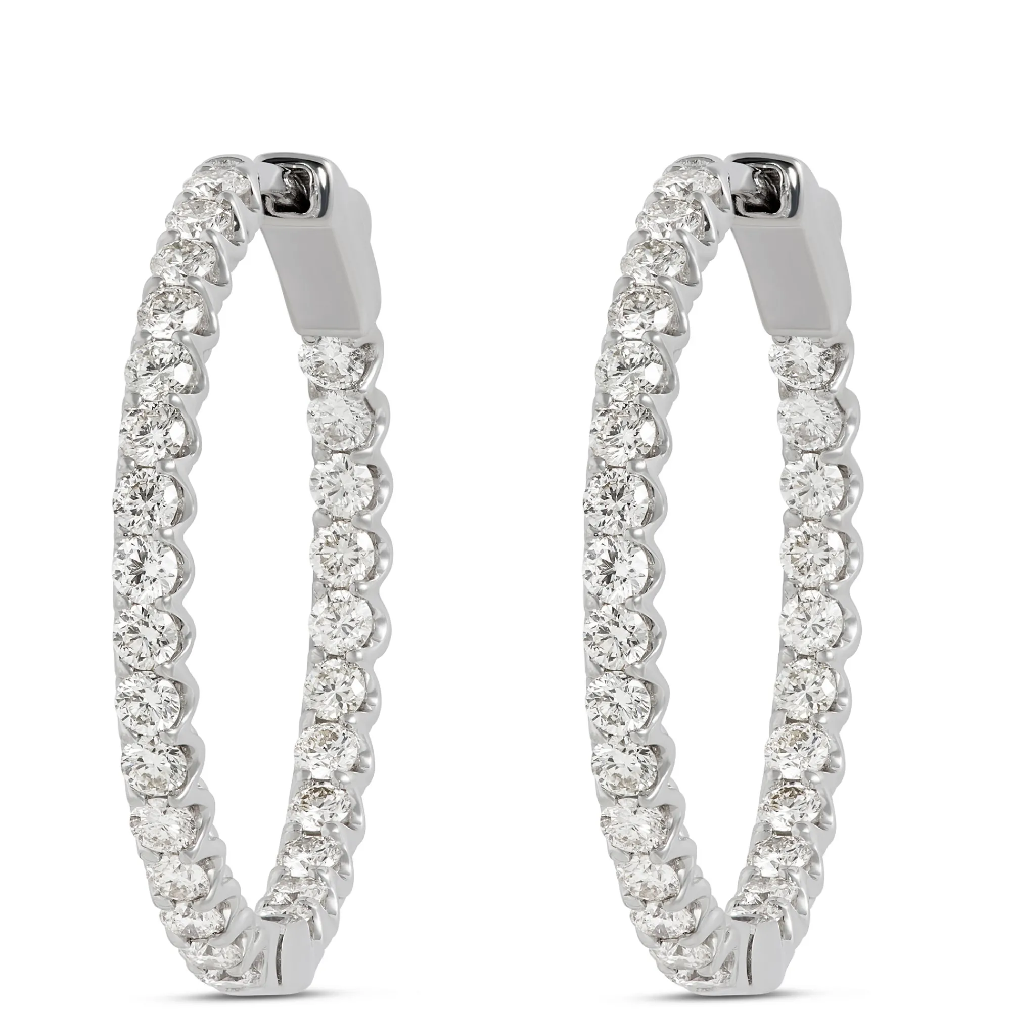 27MM Inside Out Diamond Hoops, 14K White Gold Online