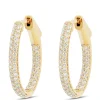 17MM Inside Out Diamond Hoops, 14K Yellow Gold Hot