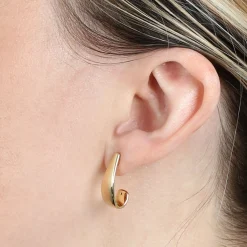 20MM Medium "J" Hoop Earrings 14K Discount