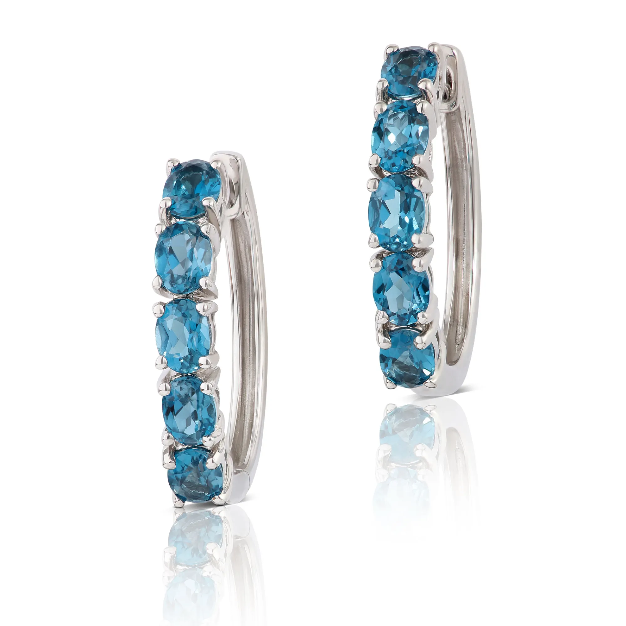 12.7MM Oval Blue Topaz Hoop Earrings 14K Best