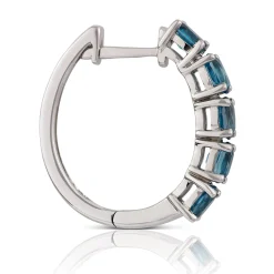 12.7MM Oval Blue Topaz Hoop Earrings 14K Best