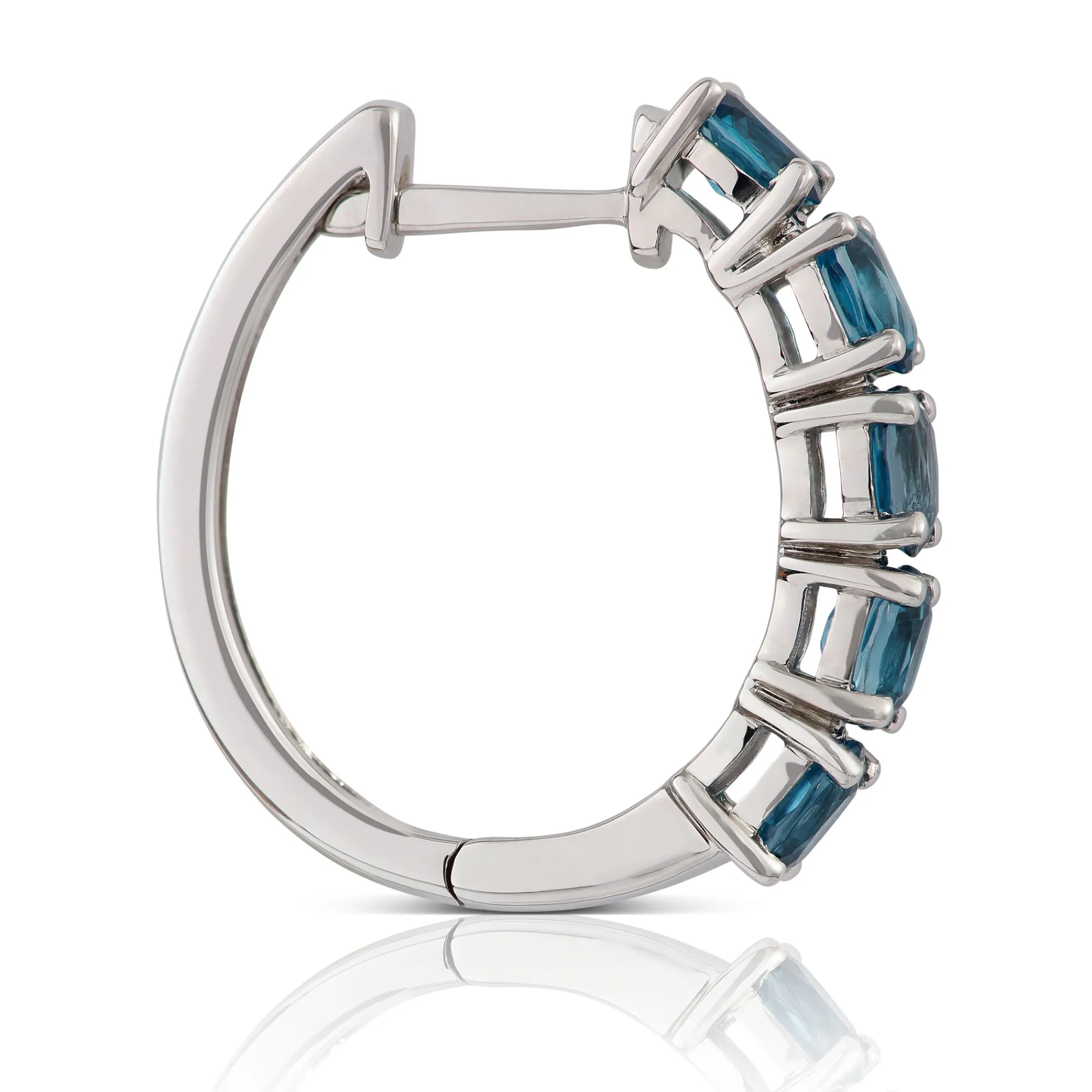12.7MM Oval Blue Topaz Hoop Earrings 14K Best