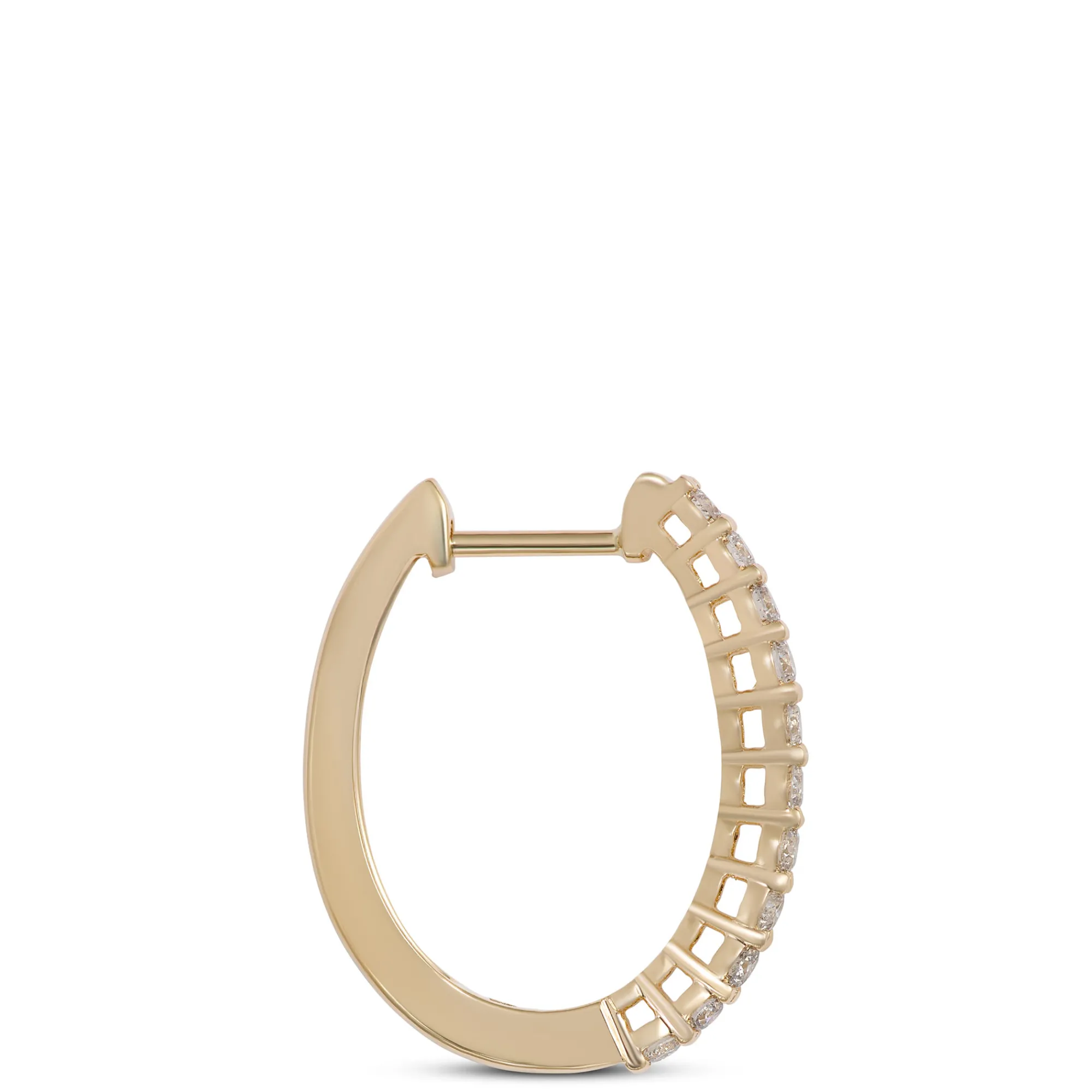 20MM Oval Diamond Hoop Earrings, 14K Yellow Gold Online