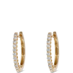 20MM Oval Diamond Hoop Earrings, 14K Yellow Gold Online
