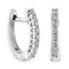 12MM Oval Diamond Hoop Earrings 14K White Gold Hot