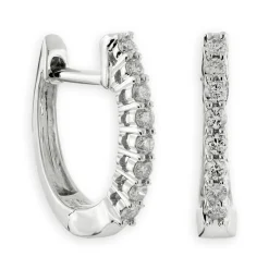 12MM Oval Diamond Hoop Earrings 14K White Gold Hot