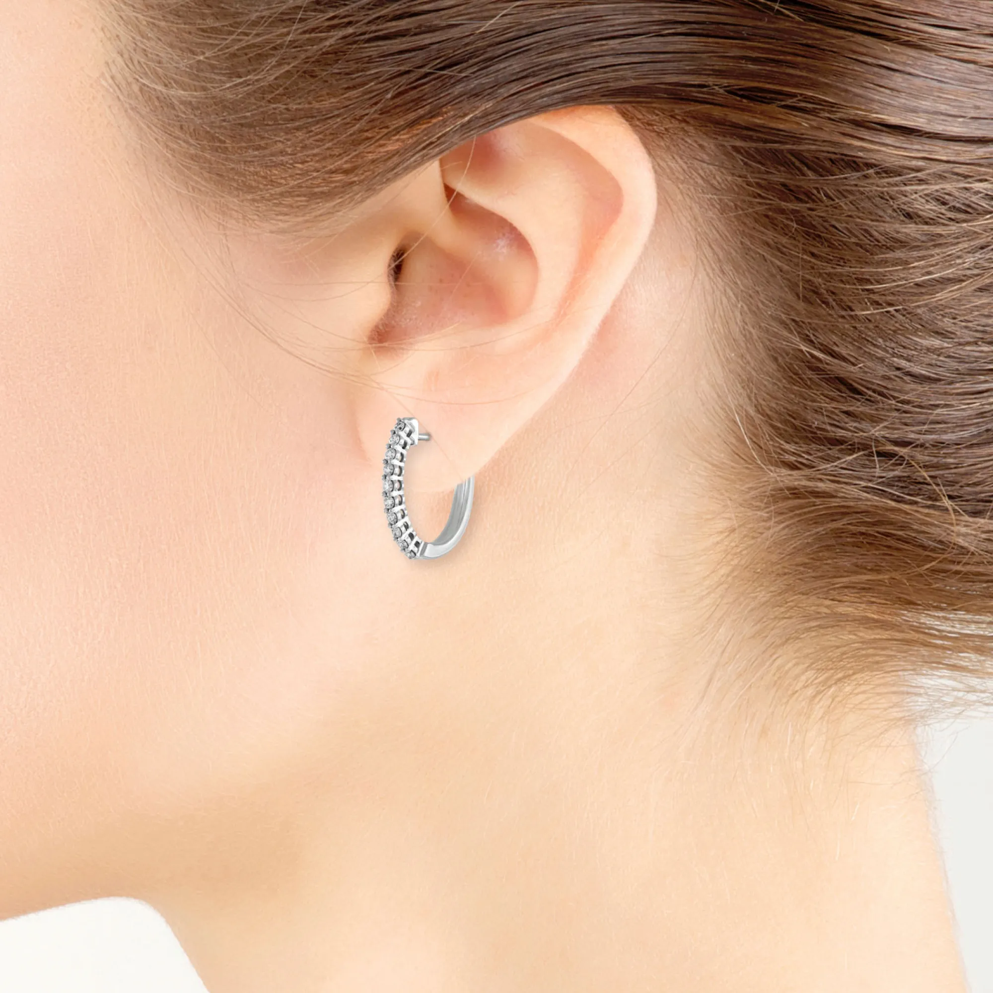 17MM Oval Diamond Hoop Earrings 14K, 1/3 ctw. Hot