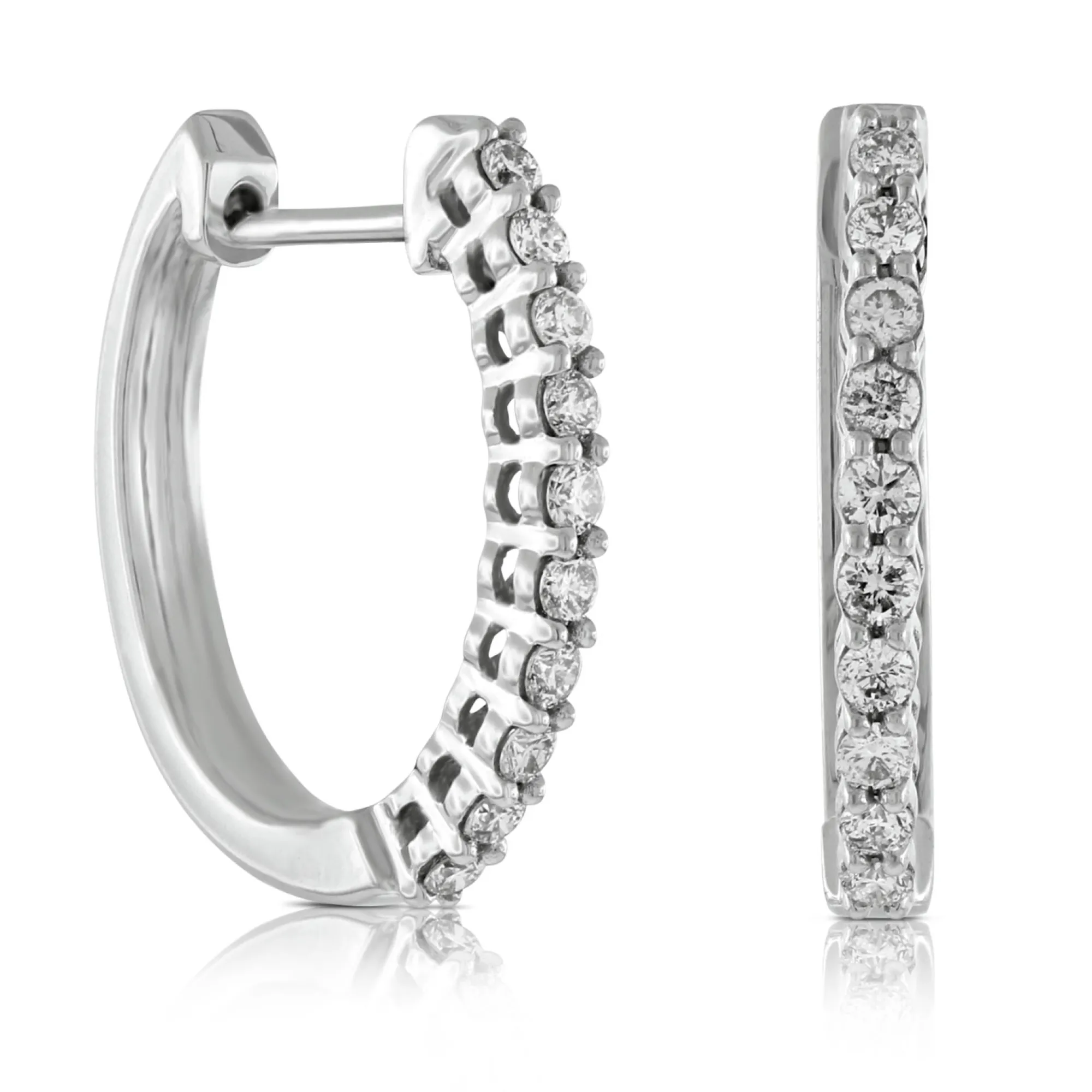 17MM Oval Diamond Hoop Earrings 14K, 1/3 ctw. Hot