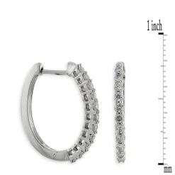 20MM Oval Diamond Hoop Earrings 14K, 1/2 ctw. New