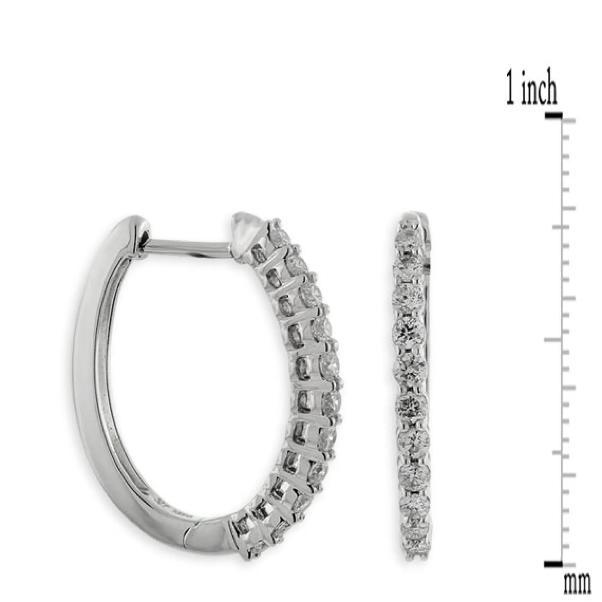 20MM Oval Diamond Hoop Earrings 14K, 1/2 ctw. New