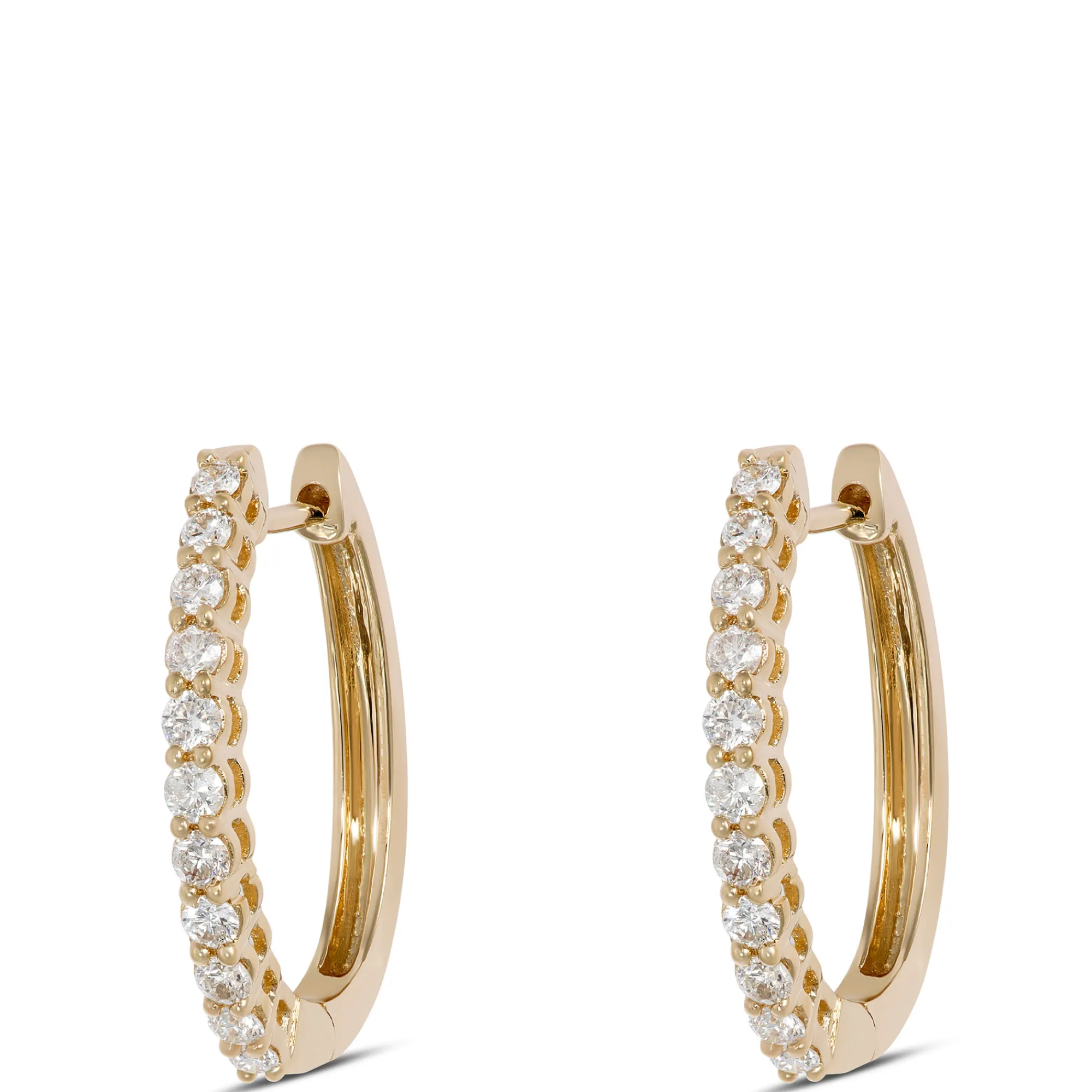 17MM Oval Diamond Hoops, 14K Yellow Gold Discount