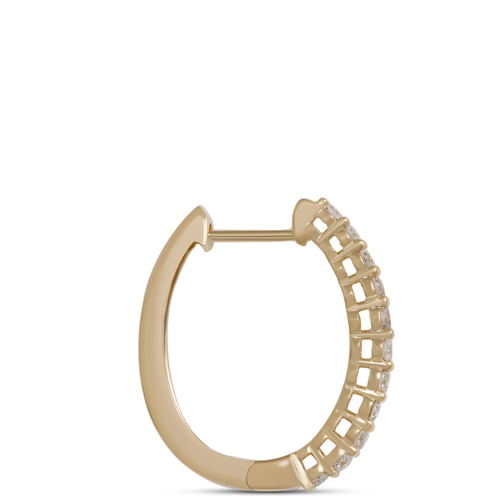 17MM Oval Diamond Hoops, 14K Yellow Gold Discount