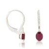 18MM Oval Ruby & Diamond Drop Earrings 14K Outlet