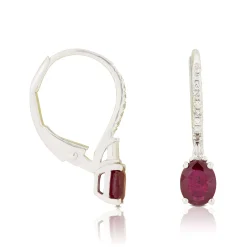 18MM Oval Ruby & Diamond Drop Earrings 14K Outlet