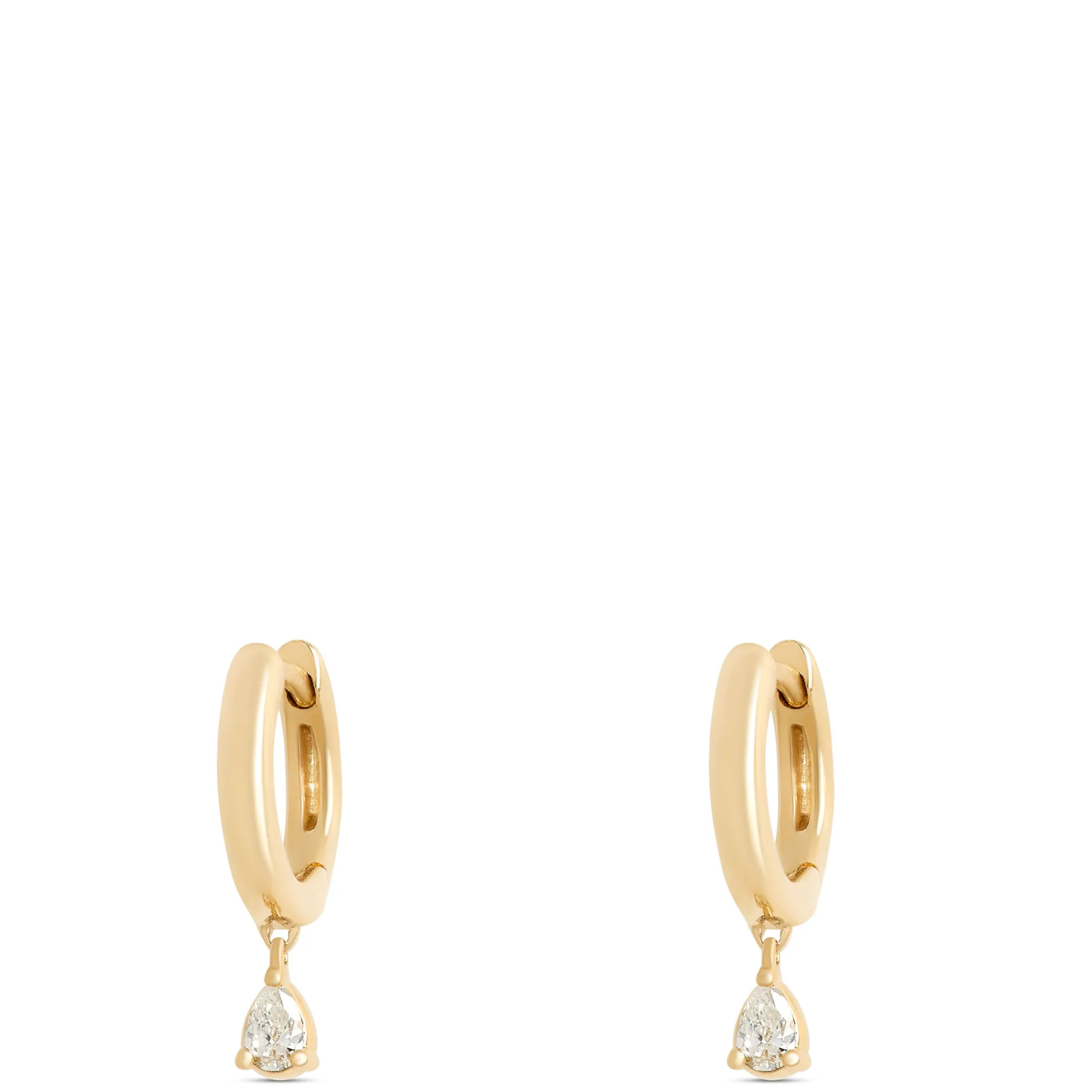 12.5MM Pear Shaped Diamond Hoops, 14K Yellow Gold Discount