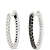 12.5MM Reversible Hoops with Black and White Diamonds, 14K White Gold Sale