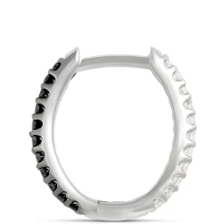 12.5MM Reversible Hoops with Black and White Diamonds, 14K White Gold Sale