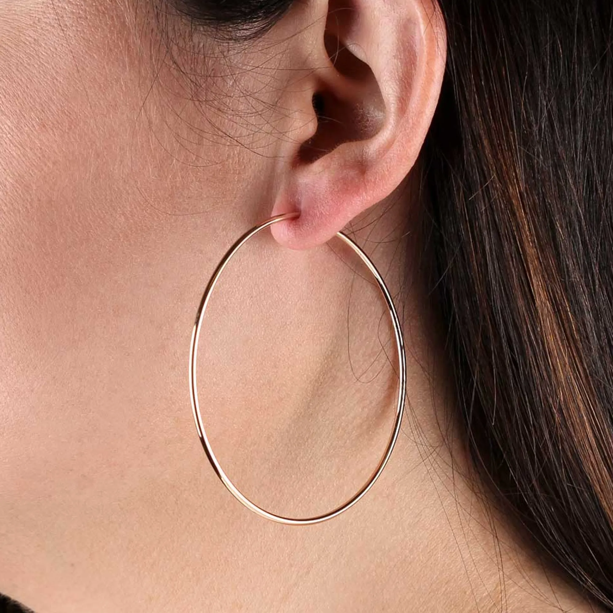 60MM Rose Gold Endless Hoop Earrings 14K Discount