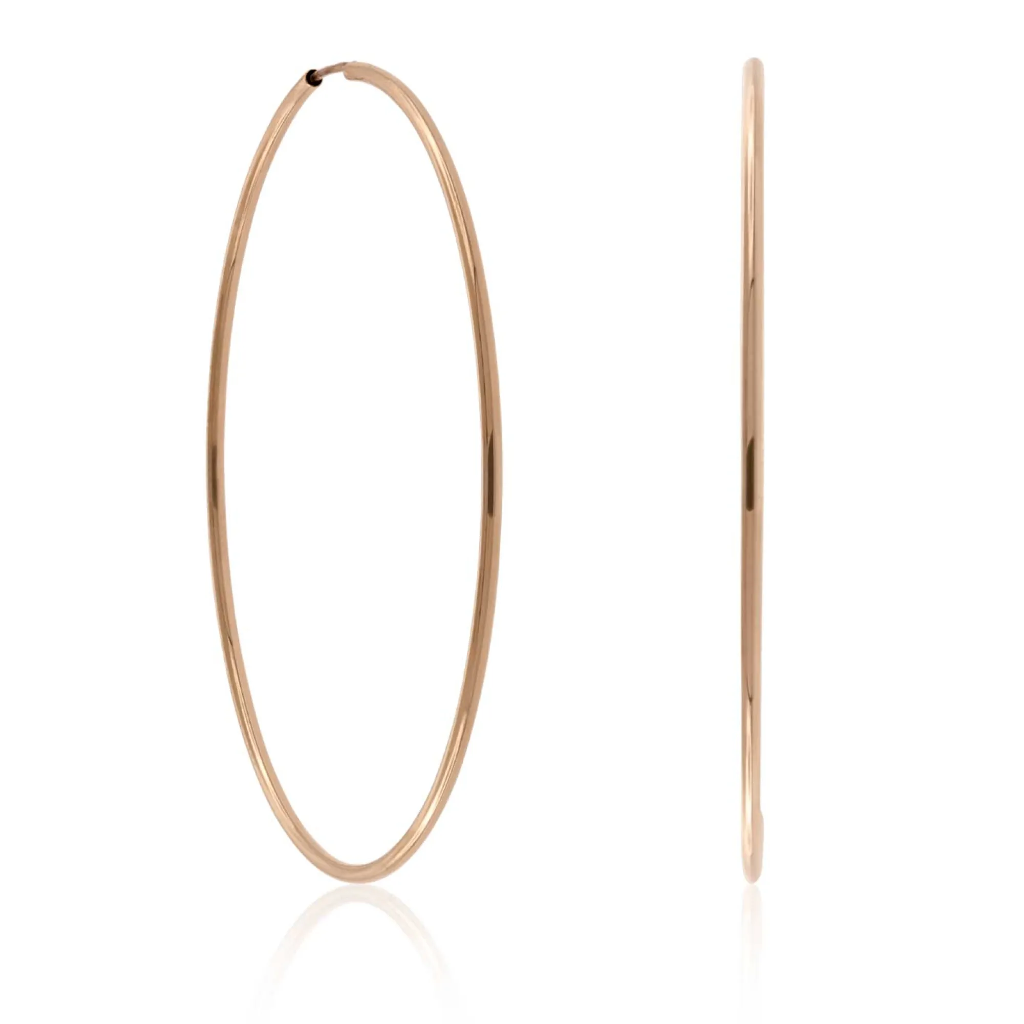60MM Rose Gold Endless Hoop Earrings 14K Discount